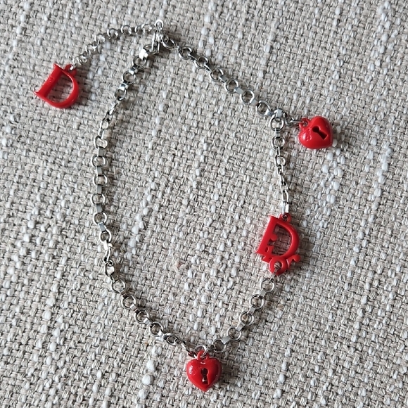 Dior Jewelry - 🚫SOLD🚫 Christian Dior Red and Silver Necklace Trotter Logo ❤️